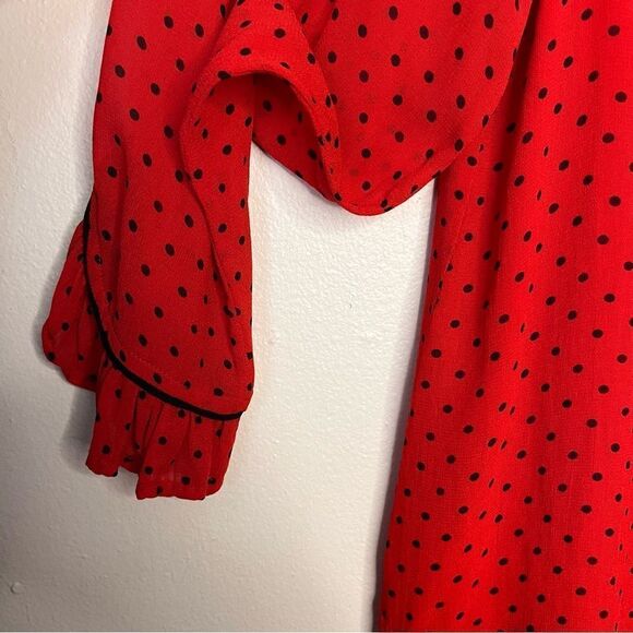 Ganni Pleated Georgette Polka Dot Plissé Blouse 38 - Picture 11 of 13